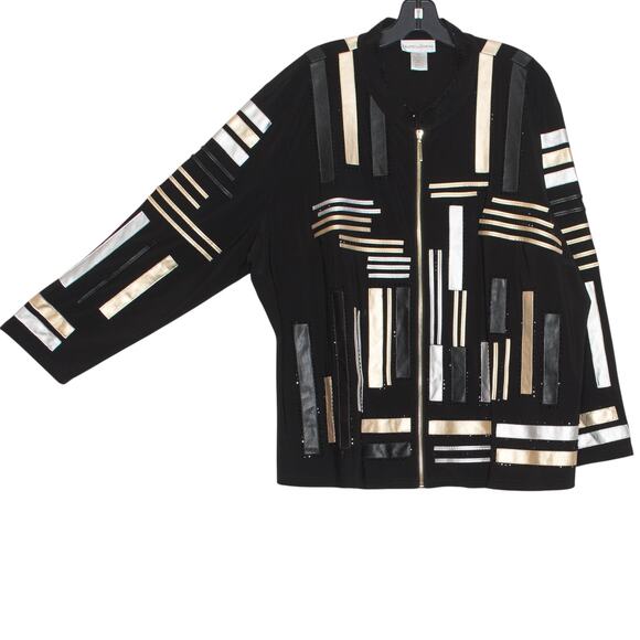 Drapers & Damons Jacket Minimalist Contemporary Artsy Zip Metallic Black 3XL - Picture 7 of 7